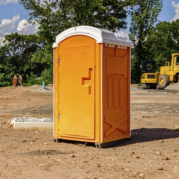 how often are the portable restrooms cleaned and serviced during a rental period in Calhoun County Iowa